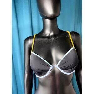 Victorias Secret The Fabulous Bikini Top Black Neon Colorblock Underwire 34C